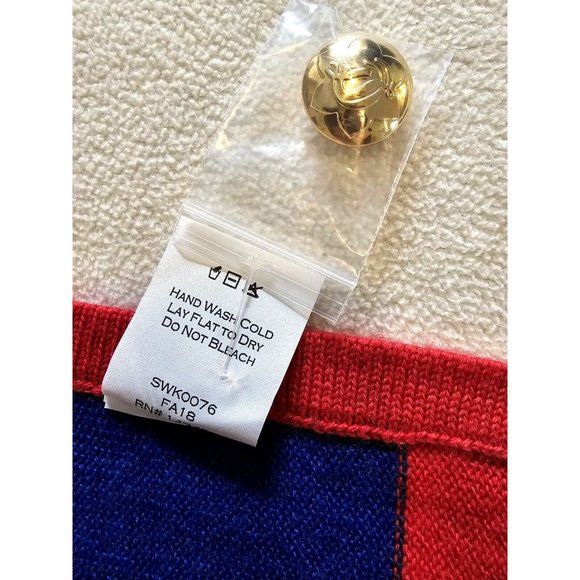 Draper James Red Blue Cotton Spirit Sweater Cape Poncho One Size NWT - Picture 6 of 8